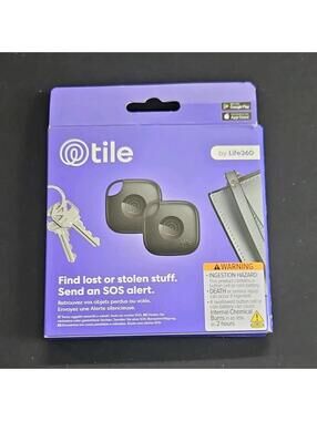 Tile Mate Bluetooth Tracking Device 2-Pack GPS Find Lost Items Send SOS Alert
